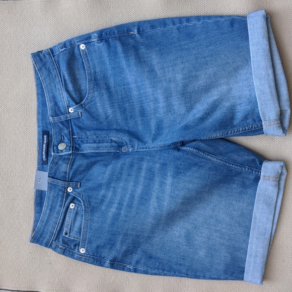 Calvin Klein Blue Denim Shorts 10 - Picture 2 of 6
